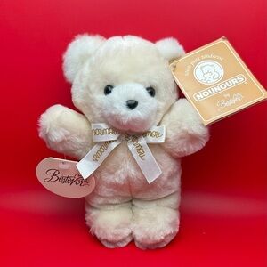 Vintage Bestever “Mon Nounours” Plush Teddy Bear 8” Cream - With Rattle– NWT